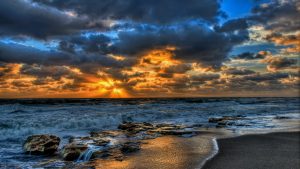 Magnificent Ocean Sunset Hdr HD Desktop Background