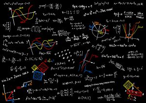 blackboard with mathematics sketches vector illustration
