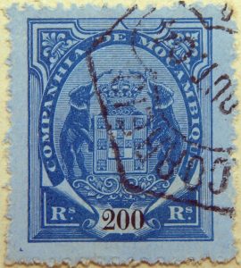 companhia de mocambique 200 rs reis 1894 blau hellblan blue pale bleu mozambique stamp