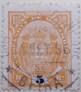 companhia de mocambique 5 rs reis 1892 ockergelb orange jaune mozambique stamp