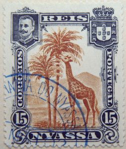nyassa 15 reis correios portugal 1901 braun brown brun giraffe stamp
