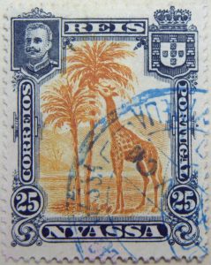nyassa 25 reis correios portugal 1901 braunorange orange giraffe stamp