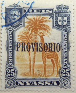 nyassa 25 reis correios portugal 1903 braunorange orange giraffe stamp provisorio overprint