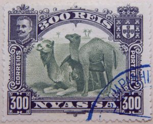 nyassa 300 reis correios portugal 1901 gelbgrun yellow green vert jaune camel stamp