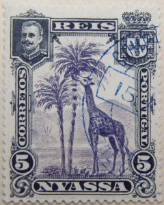 nyassa 5 reis correios portugal 1901 dunkelviolett mauve lilas giraffe stamp