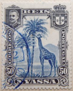 nyassa 50 reis correios portugal 1901 blau blue bleu giraffe stamp