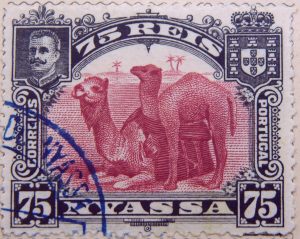 nyassa 75 reis correios portugal 1901 weinrot lake carmin camel stamp