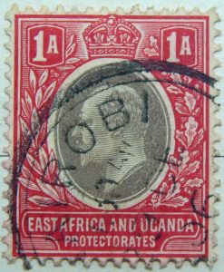 1 annas british east africa and uganda protectorates 1903 1905 king eduard vii red black stamp