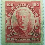 100 correio reis brazil eduardo wandenkolk carmin stamp 1906