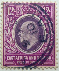 12 cents british east africa and uganda protectorates 1907 king eduard vii rotviolett lila magenta stamp