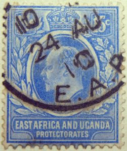 15 cents british east africa and uganda protectorates 1907 king eduard vii ultramarin blue ciel stamp