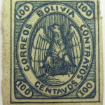 1867 1868 condor correos bolivia contratos imperforated 100 centavos greyish blue stamp