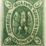 1867 1868 condor correos bolivia contratos imperforated 5 centavos green stamp