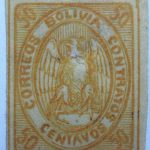 1867 1868 condor correos bolivia contratos imperforated 50 centavos yellow stamp