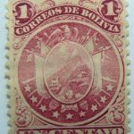 1890 1891 coat of arms nine stars below arms 1 correos de bolivia un centavo carmin rose stamp