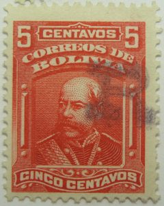1901 correos de bolivia 5 cinco centavos campero carmin red stamp