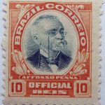 1906 president afonso pena, 1847 1909 brazil correio official 10 reis stamp