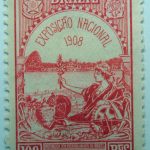 1908 national exhibition bazil old stamp carmin 100 reis republica dos estados unidos do brazil correio exposicao nacional