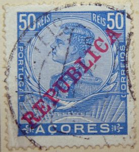 1910 king emanuel ii blau blue bleu 50 reis portugal correios acores azures