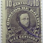 1913 frias greyish violet 10 correos de bolivia diez centavos