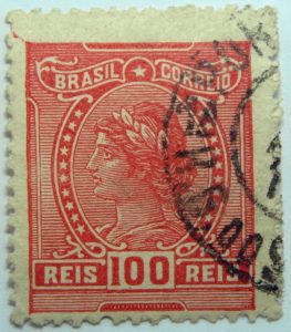 1918 1919 libertas inscription brazil correio red 100 reis