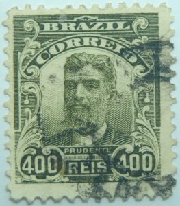400 correio reis brazil prudente de moraes stamp 1906 olive green