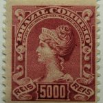 5000 correio reis brazil liberty head stamp 1906 carmine rose