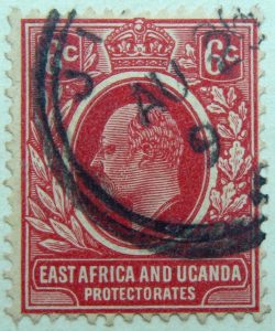 6 cents british east africa and uganda protectorates 1907 king eduard vii rot red rouge stamp
