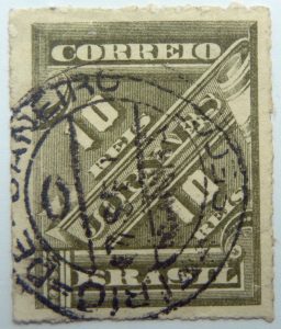 brazil newspaper stamp 1889 1890 correio 10 reis jornaes dark olive