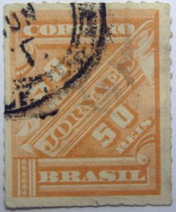brazil newspaper stamp 1889 1890 correio 50 reis jornaes brownish orange