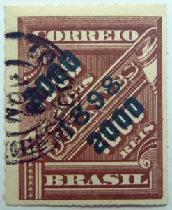 brazil newspaper stamp 1898 overprinted correio 2000r on 1000r rouletted black surcharge brown