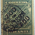 brazil newspaper stamp 1898 overprinted correio 700r on 500r rouletted black surcharge green