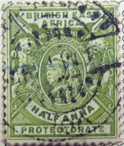 british east africa postage revenue half anna protectorate gelbgrun yellow green vert 1896