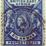 british east africa postage revenue two half anna protectorate dunkelblau blue bleu 1896