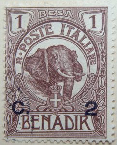 italian somaliland 1903 overprinted 1906 1916 1 besa r. poste italiane benadir c. 2 elephant dark brown