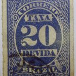 postage due stamp brazil 1890 rouletted performation correio taxa devida 20 reis violet blue