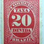 postage due stamp brazil 1890 rouletted performation correio taxa devida carmine 20