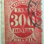 postage due stamp brazil 1890 rouletted performation correio taxa devida carmine 300