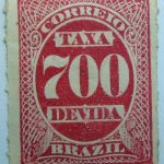 postage due stamp brazil 1890 rouletted performation correio taxa devida carmine 700