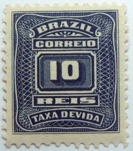 postage due stamp brazil 1906 1910 correio taxa devida 10 reis slate blue
