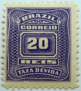 postage due stamp brazil 1906 1910 correio taxa devida 20 reis violet