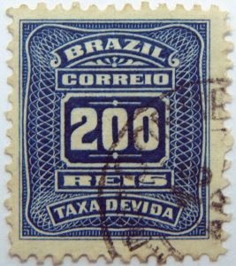 postage due stamp brazil 1906 1910 correio taxa devida 200 reis dark blue