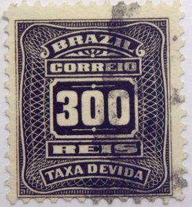postage due stamp brazil 1906 1910 correio taxa devida 300 reis brownish black
