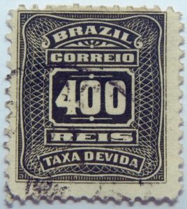 postage due stamp brazil 1906 1910 correio taxa devida 400 reis olive