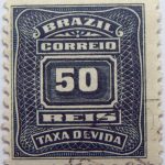 postage due stamp brazil 1906 1910 correio taxa devida 50 reis green