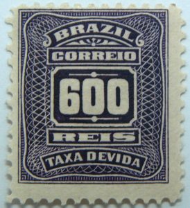 postage due stamp brazil 1906 1910 correio taxa devida 600 reis violet