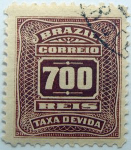 postage due stamp brazil 1906 1910 correio taxa devida 700 reis brown