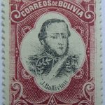 correos de bolivia 20 centavos purple red black j.ballivian stamp