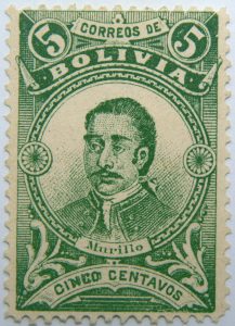 correos de bolivia 5 centavos green murillo stamp
