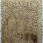 emperor dom pedro ii brazil correio 100 reis lilac 1884 old stamp